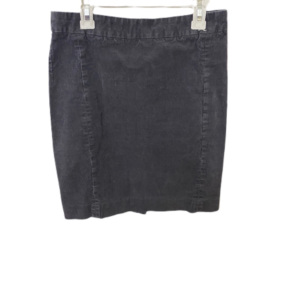 J. Crew grey cord mini skirt front zip and slit in back bottom of skirt size 2P